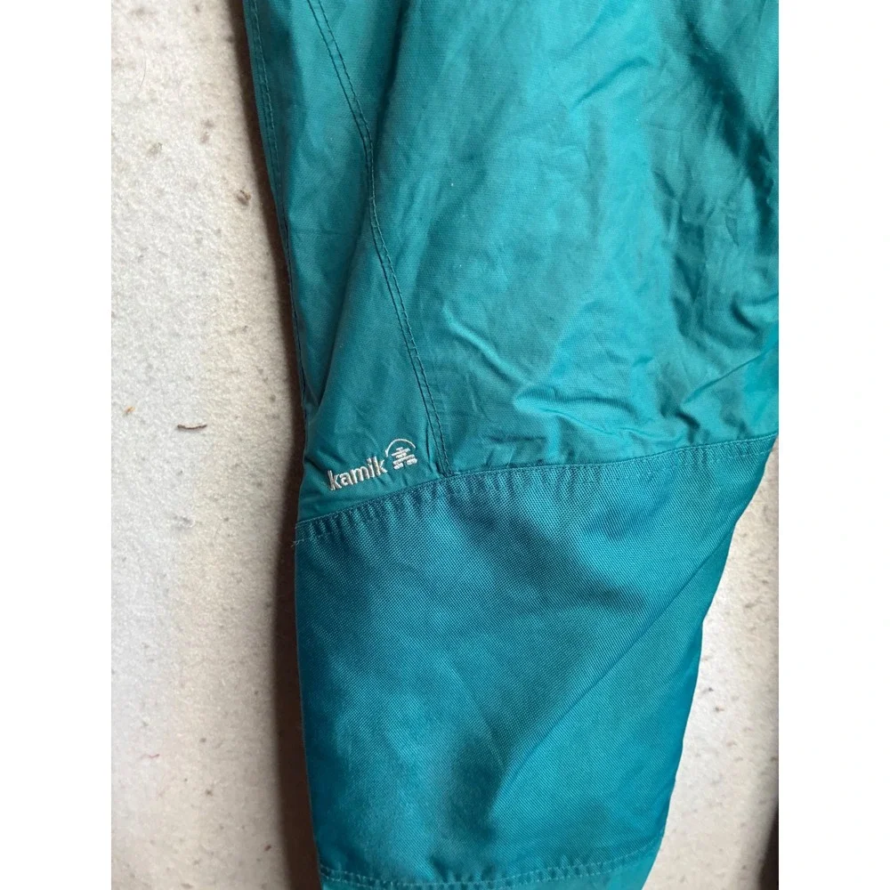 Kamik Kids Teal Insulated Snow Pants Bib Suspenders Size 12 KWU8360 Ski Trousers